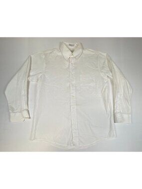 Vtg Arrow Carriage Trade Men Size 16 33 White Pinpoint Oxford Dress Shirt Cotton